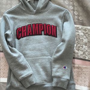 Grey and Red Champion hoodie